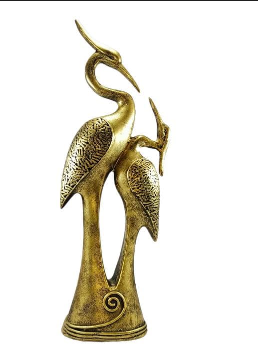 Graceful Golden Cranes Sculpture Pair