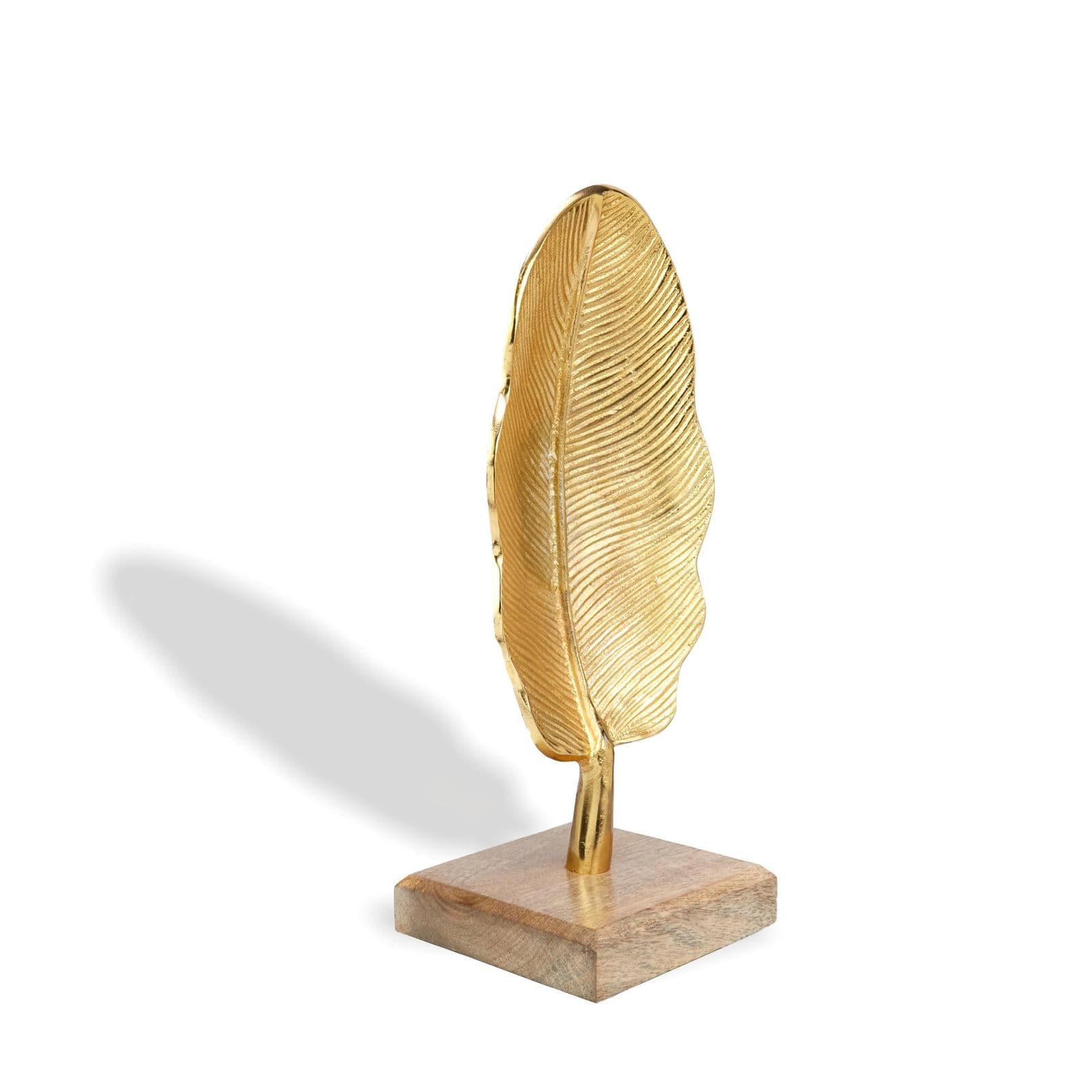 Gilded Feather Plume on Mango Wood Block