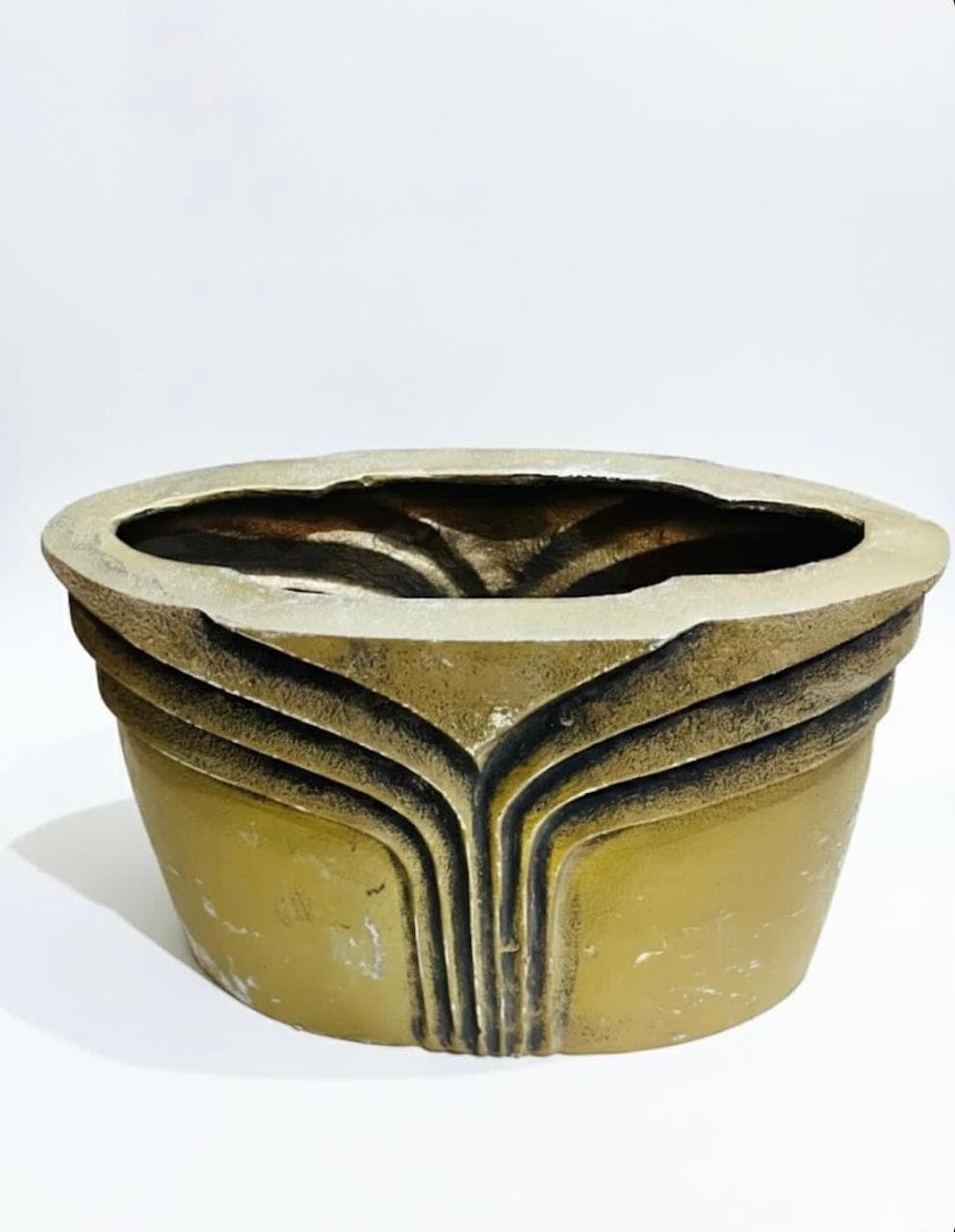 Architectural Tiered Brass Oval Planter