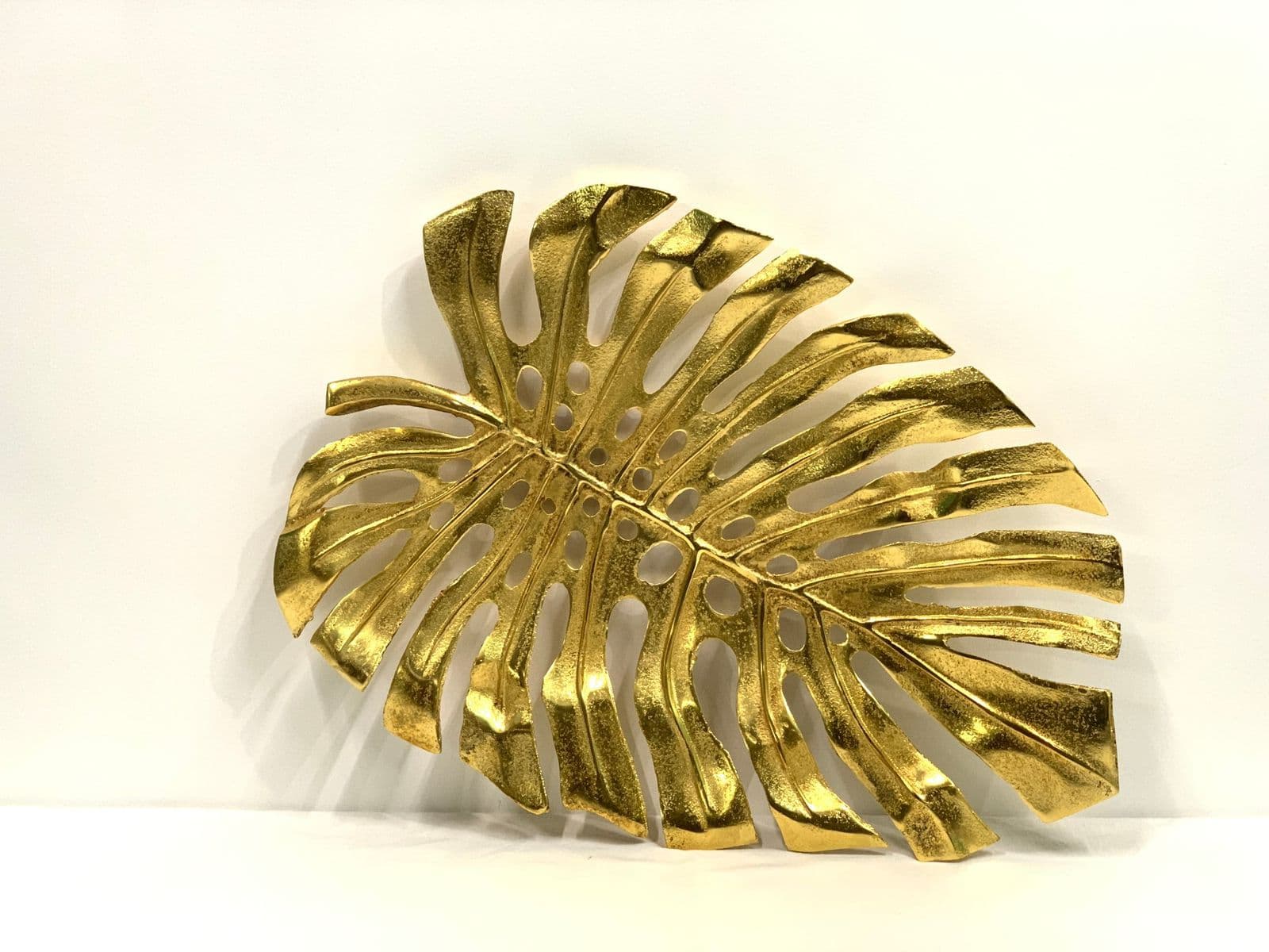 Sculpted Golden Monstera Wall Relief